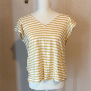 Staccato Mustard and White Striped Short Sleeve Top